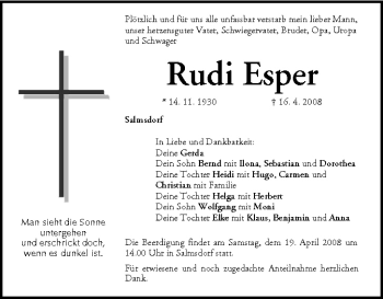 Anzeige von Rudi Esper von MGO