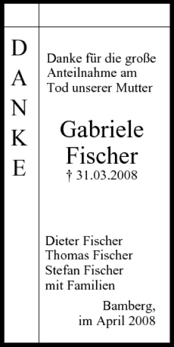 Anzeige von Gabriele Fischer von MGO
