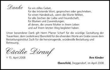 Anzeige von Cäcilie Dirauf von MGO