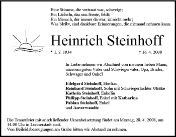 Anzeige von Heinrich Steinhoff von MGO