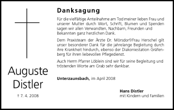 Anzeige von Auguste Distler von MGO