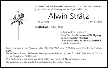 Anzeige von Alwin Strätz von MGO