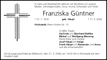 Anzeige von Franziska Güntner von MGO