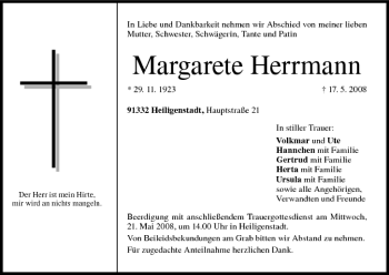 Anzeige von Margarete Herrmann von MGO