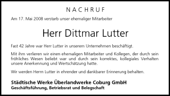 Anzeige von Dittmar Lutter von MGO