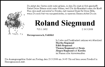 Anzeige von Roland Siegmund von MGO