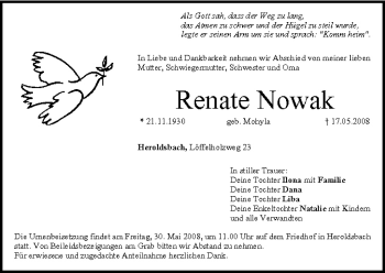Anzeige von Renate Nowak von MGO