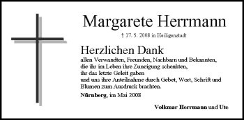 Anzeige von Margarete Herrmann von MGO
