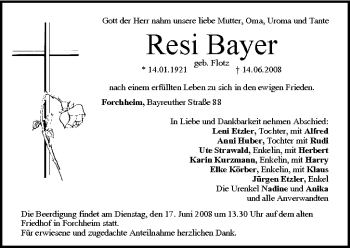 Anzeige von Resi Bayer von MGO
