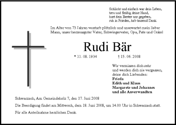 Anzeige von Rudi Bär von MGO
