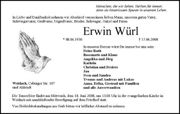 Anzeige von Erwin Würl von MGO