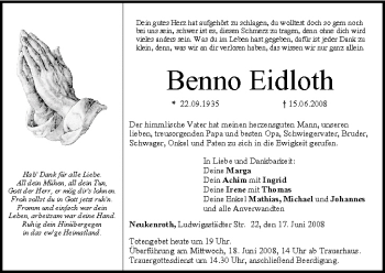 Anzeige von Benno Eidloth von MGO