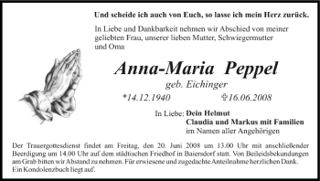 Anzeige von Anna-Maria Peppel von MGO