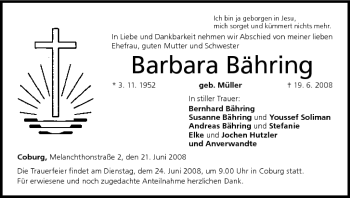 Anzeige von Barbara Bähring von MGO