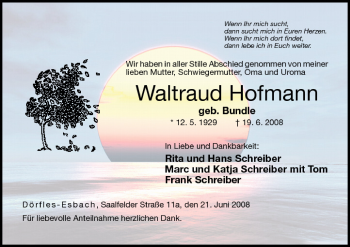 Anzeige von Waltraud Hofmann von MGO