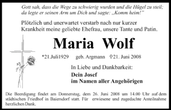 Anzeige von Maria Wolf von MGO