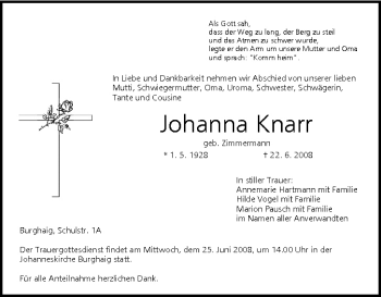 Anzeige von Johanna Knarr von MGO