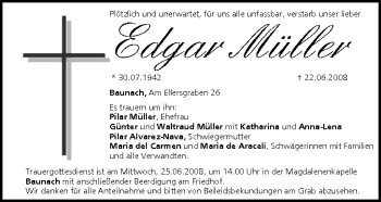 Anzeige von Edgar Müller von MGO
