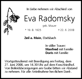 Anzeige von Eva Radomsky von MGO
