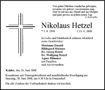 Anzeige von Nikolaus Hetzel von MGO