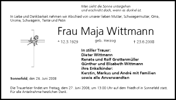 Anzeige von Maja Wittmann von MGO