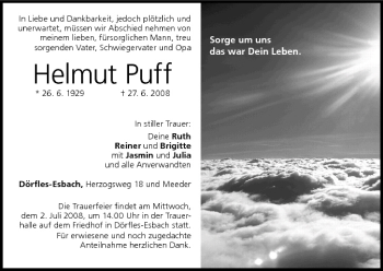 Anzeige von Helmut Puff von MGO