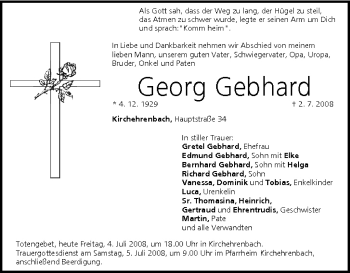 Anzeige von Georg Gebhard von MGO