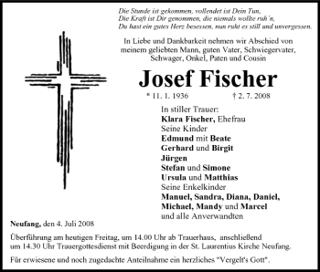 Anzeige von Josef Fischer von MGO