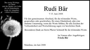 Anzeige von Rudi Bär von MGO