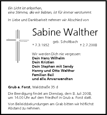 Anzeige von Sabine Walther von MGO