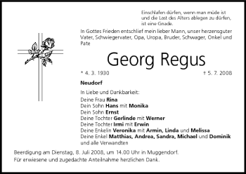Anzeige von Georg Regus von MGO