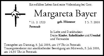 Anzeige von Margareta Bayer von MGO