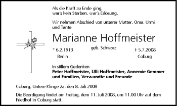 Anzeige von Marianne Hoffmeister von MGO