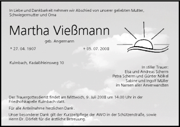 Anzeige von Martha Vießmann von MGO
