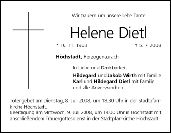 Anzeige von Helene Dietl von MGO