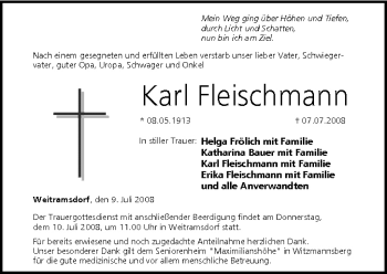 Anzeige von Karl Fleischmann von MGO