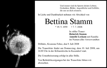 Anzeige von Bettina Stamm von MGO