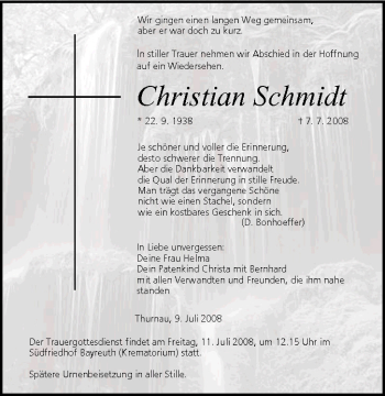 Anzeige von Christian Schmidt von MGO
