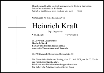 Anzeige von Heinrich Kraft von MGO