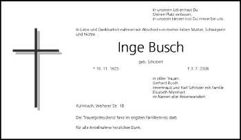 Anzeige von Inge Busch von MGO