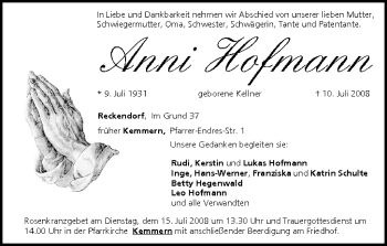 Anzeige von Anni Hofmann von MGO