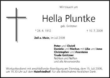 Anzeige von Hella Pluntke von MGO
