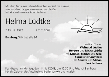 Anzeige von Helma Lüdtke von MGO