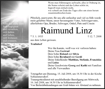 Anzeige von Raimund Linz von MGO