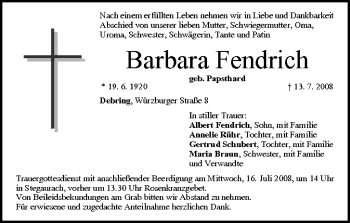 Anzeige von Barbara Fendrich von MGO