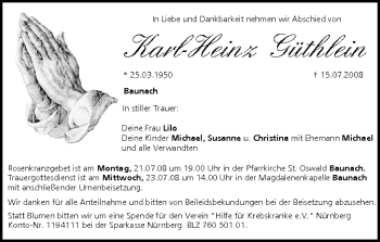 Anzeige von Karl-Heinz Güthlein von MGO