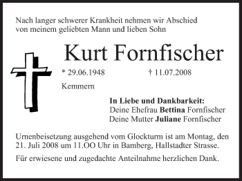 Anzeige von Kurt Fornfischer von MGO