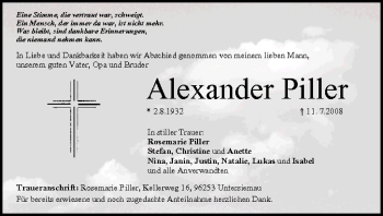 Anzeige von Alexander Piller von MGO
