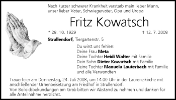 Anzeige von Fritz Kowatsch von MGO