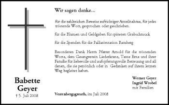 Anzeige von Babette Geyer von MGO
